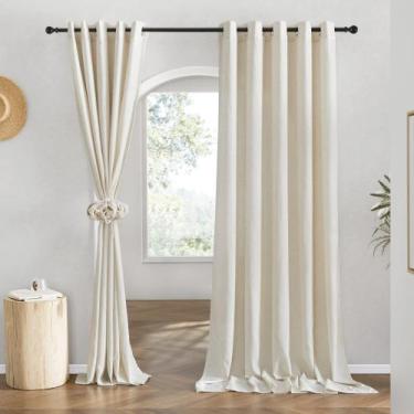 Imagem de Cortinas NICETOWN: linho natural, linho, W68xL84cm, 2 peças