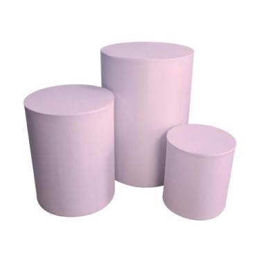 Imagem de Trio Capas Para Cilindro Versátil Candy Color Rosa Bebê  C/ Elástico -