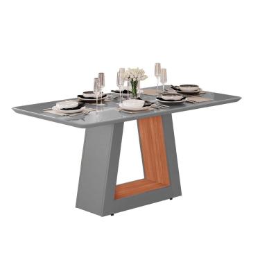 Imagem de Mesa Heloize 1,60 100% MDF com Tampo de Vidro Tuboarte