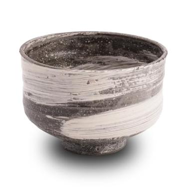 Imagem de COTONOHA Tigela de chá Matcha Shigaraki Ware 500 ml – Chawan japonês feito à mão para cerimônia de chá e uso diário (Hakeme branco)