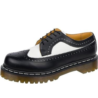 Imagem de Dr. Martens Brogue Oxford masculino/feminino 3989, preto/branco suave, 12 Reino Unido (masculino 13 M)