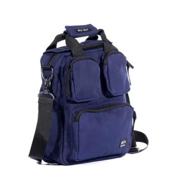 Imagem de Bolsa Pasta Tiracolo Lona Masculino Feminino Maktub Fashion Azul-escuro