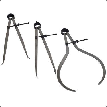 Imagem de Kit 3 Compassos 12 Pol Mecânico Ponta Reta Interno E Externo