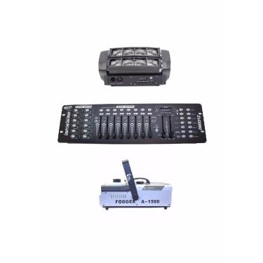 Imagem de Kit 2 Mini Spider 8X5W + Maquina De Fumaça 1500W + Dmx 512