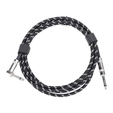 Imagem de WALFRONT 6,5 Mm de Guitarra de Guitarra de Cabo de Cabo de Fogueira Nylon Redução de Ruído de Nylon 3 Metros para Pedal de Amp de Guitarra Elétrica (DOT LINHA LINHA)