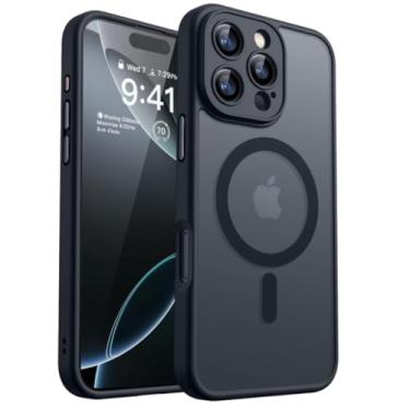 Imagem de Capinha Capa Case Magnética Fosca Translúcida Anti Impacto Slim Botões em Alumínio com Protetor de Câmera Compatível com iPhone (Preto, iPhone 14 Pro Max)