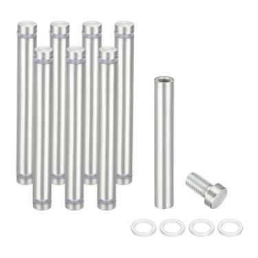 Imagem de PATIKIL Parafusos isolantes de 1,27 cm x 9,9 cm, 8 peças de aço inoxidável, parafuso de cabeça dupla, suporte de parede, prego publicitário para pendurar moldura acrílica