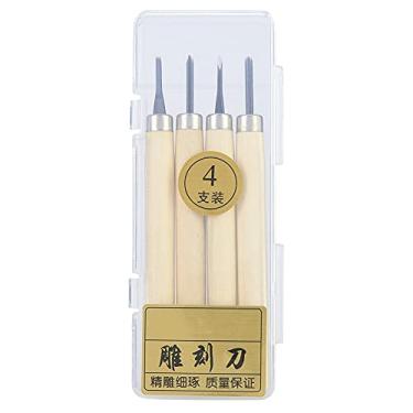 Imagem de Ferramentas de Escultura Em Madeira, Conjunto de Faca Escultura 4 Peças, Material Madeira + Ferro , Kit Amantes Gravura, Estátua Perfeita, nº 1 Terno-no.4 Terno, Lâmina Bigorna, Faca Oblíqua, (Número um de quatro pacote)