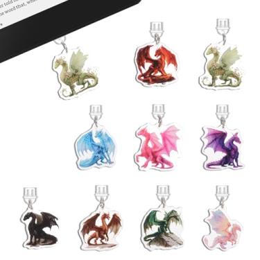 Imagem de TAKEALOOKO Pingentes de poeira tipo C para Kindle - 9 peças de pingentes de dragão fantasia USB-C capas de porta para acessórios de telefone e tablet, presentes de livros para e-reader mulheres homens