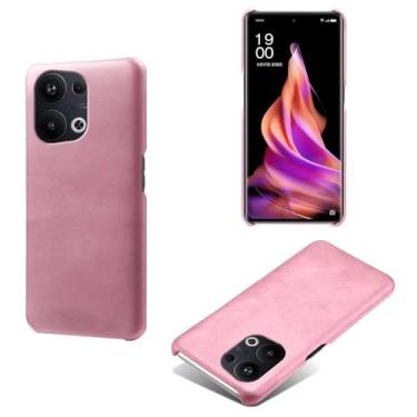 Imagem de Capa para OPPO Reno 10 Pro+,Proteção contra quedas,Casca de volta de cor sólida simples,Design de couro de imitação de plástico-Pink