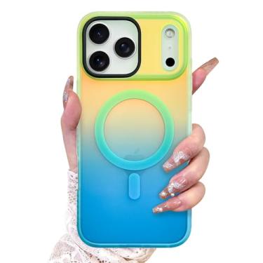 Imagem de AIGOMARA Capa magnética para iPhone 17 Pro Max, compatível com Magsafe, capa iridescente fluorescente para mulheres e meninas, capa protetora fosca translúcida à prova de choque de 6,9 polegadas 2025