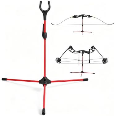 Imagem de FENJANER Suporte de arco para arco recurvo fibra de vidro leve suporte de arco pernas para arco composto (vermelho)