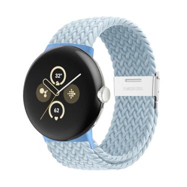 Imagem de BandRain Pulseiras trançadas elásticas compatíveis com Google Pixel Watch 4 3 de 41 mm/Pixel Watch 2/Google Pixel Watch – Conector atualizado – Tiras esportivas respiráveis de nylon elástico para
