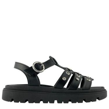 Imagem de Sandália Feminina Moleca Plataforma Com Fivela 5504115, Preto, 36
