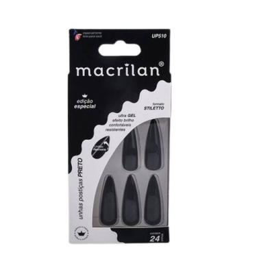 Imagem de Unhas Postiças Stiletto Longa Preto C/24 Unhas UP510 - Macrilan