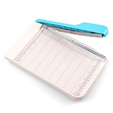 Imagem de Cortador de papel de guilhotina, cortador de papel de precisão portátil de 23 cm para artesanato de fotos e álbuns de recortes (tecido/feltro/cartolina) com alinhamento de grade e proteção contra