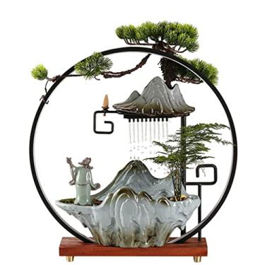 Imagem de XFNVXC Fonte decorativa interna de mesa fonte de mesa de cerâmica para casa ornamento de água da sorte sala de estar decoração de escritório fonte de jardim para casa