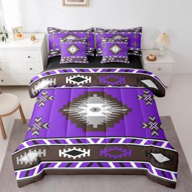 Imagem de Erosebridal Jogo de cama King Sudoeste, 7 peças, rústico, tribal, asteca, para crianças, meninos, meninas, geométrico, vintage, étnico mexicano, conjunto de lençol com edredom