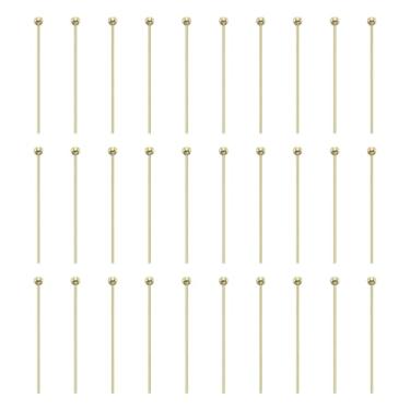 Imagem de HARFINGTON 100 pinos de cabeça de bola de ouro 14K 2,4 cm 24 mm pinos de cabeça redonda para brinco, pingente, colar, pulseira, berloque, joias, descobertas, artesanato faça você mesmo