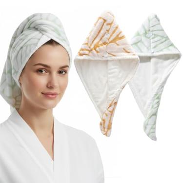 Imagem de YHPDYL Pacote com 2 toalhas de cabelo femininas de microfibra: secagem 50% mais rápida, ultra absorvente e anti-frizz para cabelos longos e encaracolados! Tamanho grande de 40,6 x 66 cm, leve para