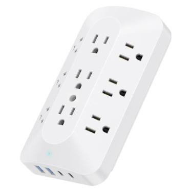 Imagem de Extensor de tomada de parede PAEWOK 9 Divisor de saída 4 portas USB