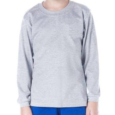 Imagem de Kit 3 Camiseta Básica infantil Menino e Menina Unisex Manga Longa Malh