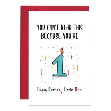 Imagem de Cartão de aniversário Ogeby Funny Happy 1 Year Old com envelope