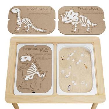 Imagem de Ogears de mesa sensoriais Flisat Trofast com quebra-cabeça de dinossau