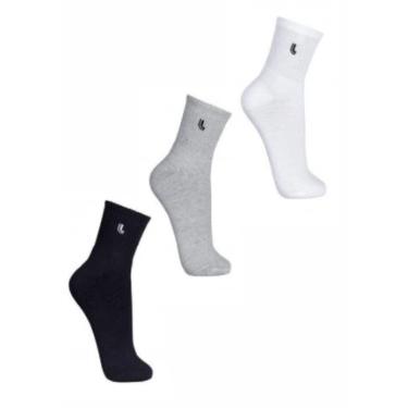 Imagem de Kit 3 Meias Cano Médio Lupo - Preto/Cinza/Branco - 03245 | Pau a Pique