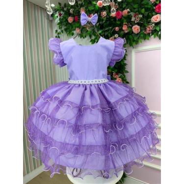 Imagem de Vestido Infantil Ysa Kids Belinda Lilás com Laço, Lavender, 6