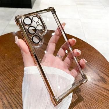 Imagem de Para Samsung Galaxy S24 Ultra Soft Clear Phone Case para Samsung S23 Ultra S24 Plus S22 S21 S20 Fe S10 Capas de TPU transparentes finas, douradas, para Samsung S23