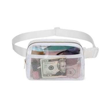 Imagem de Pochete transversal para mulheres e homens, alça de ombro, bolsa tiracolo de grande capacidade, bolsa de cintura para esportes e viagens, Branco transparente, 20cm x 14cm x 5cm, Tendência