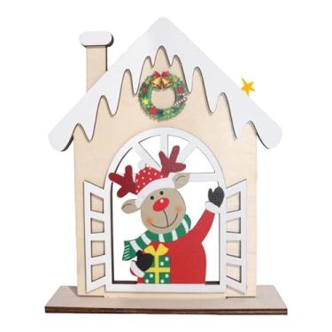 Imagem de IEUDNS Decoração de mesa de Natal Placa de mesa Enfeite de madeira Casa gravada para estante Sala de jantar Entrada de casa, Alce