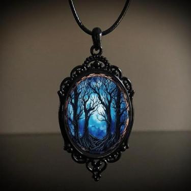 Imagem de Colar com pingente de vidro gótico para mulheres, sol e lua, estilo punk, vintage, corrente de corda de camafeu lunar, acessórios de bruxa, joias modernas, dia dos namorados, standard, Vidro, Sem