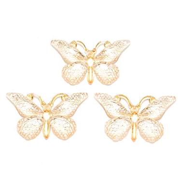 Imagem de Pingentes de acrílico de borboleta transparente, 20 peças, com fundo plano, enfeites de animais 23 x 38 mm para fabricação de joias (branco antigo)
