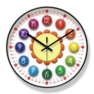 Imagem de Relógio de parede Creative Silent 30x30cm com design de flores colorid