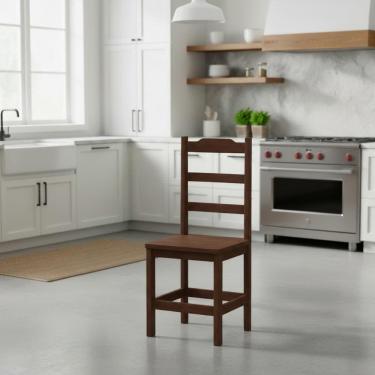 Imagem de Kit Com 2 Cadeiras De Jantar Madeira Maciça Perola - Castanho Sem Estofado