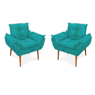Imagem de Kit 2 Poltronas Opala Decorativas - Azul Turquesa - Balaqui Cor:azul-turquesa