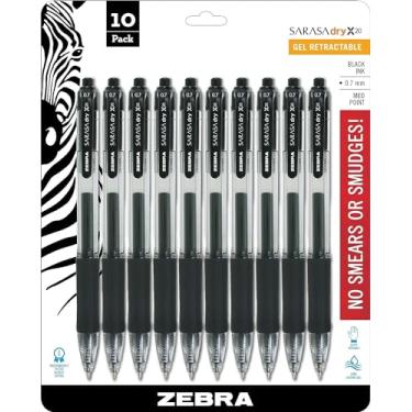 Imagem de Zebra Pen Caneta de gel retrátil Sarasa Dry X20, ponta média, 0,7 mm, tinta preta, pacote com 10 (embalagem pode variar)