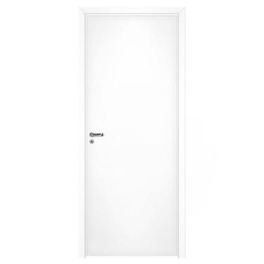 Imagem de Kit Porta de Madeira Reversível 210x90cm Batente 14x06cm Smart Pinhal Branco Laka UV Lisa