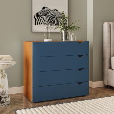 Imagem de Cômoda 4 Gavetas Porto Freijó Azul Politorno Móveis