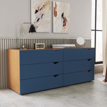 Imagem de Cômoda 6 Gavetas Porto Freijó Azul Politorno Móveis