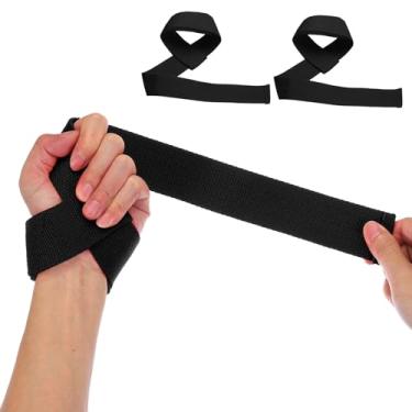 Imagem de Alças de elevação para academia, 2 peças de alças de pulso acolchoadas para halterofilismo alças de ginástica para homens mulheres halterofilismo Powerlifting, preto