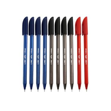 Imagem de Canetas esferográficas, ponta média (1,0 mm), 4 azuis, 4 pretas, 2 tintas vermelhas, pacote com 10 (multicoloridas)