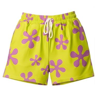 Imagem de Cosplaya Calções de banho verde-limão roxo estrela shorts para mulheres adultos adolescentes - traje de banho rosa Halloween cosplay, Verde e roxo feminino, P