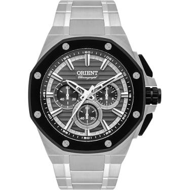 Imagem de Relógio Orient Masculino Solartech Cronógrafo Aço Mbssc264 Correia Prateado Bisel Preto Fundo Grafite