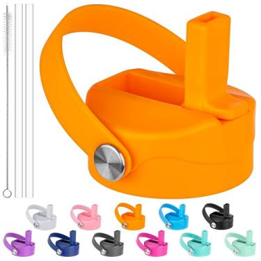 Imagem de Diumepo Tampa de canudo para Hydro Flask 12 16 18 20 32 garrafa de água de boca larga de 1,134 g, tampa superior de canudo de substituição com canudos e escova, livre de BPA (amarelo)