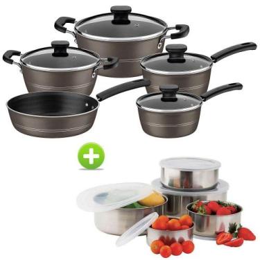 Imagem de Jogo De Panelas Tramontina 5pçs Sicília Avelã Antiaderente Com Jogo De