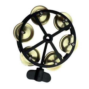 Imagem de KiBcsLic Pratos de percussão montáveis, pandeiro, tamborim, acessórios de percussão, sino de 11,5 cm de diâmetro com guizos de metal para festas de palco KTV, Ouro Preto
