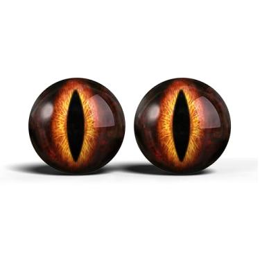 Imagem de Olhos realistas de artesanato de vidro de 2,5 cm, design de íris vertical de gato animal, conjunto de 2 peças, globos oculares de cabochão abobadados, arte, taxidermia e suprimentos para fabricação de